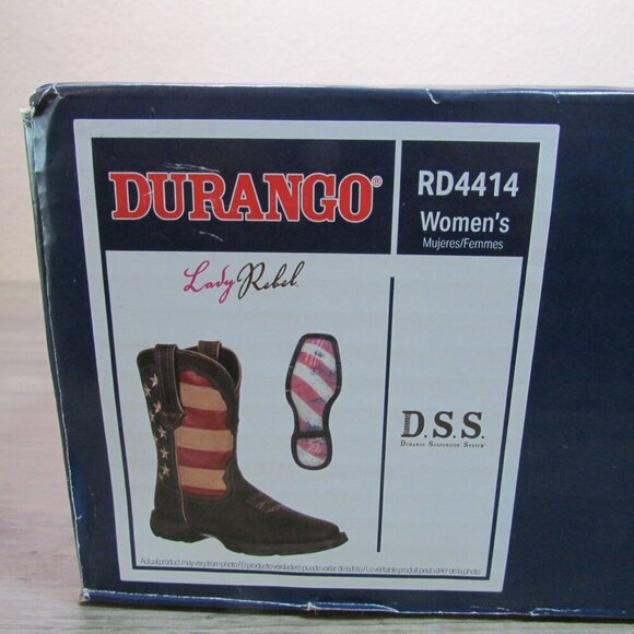 Durango Women's 10 Lady Rebel 10" Patriotic Flag Western Boots Red/White/Blue - Picture 5 of 5